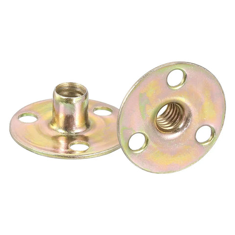 1/4-20 Brad Hole Tee Nut Set, 20 Pieces, Carbon Steel Round Base Screw-In T Nuts, Flange Style Female Thread Insert Nuts