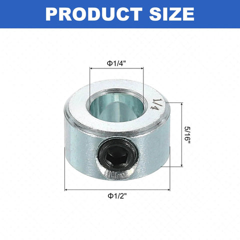 16pcs Set Screw Collars 1/4" Bore Carbon Steel Shaft Collars, 1/2" OD, 5/16" Width Lock Axle Collar Clamp for Linear Rod Shaft Guide image.