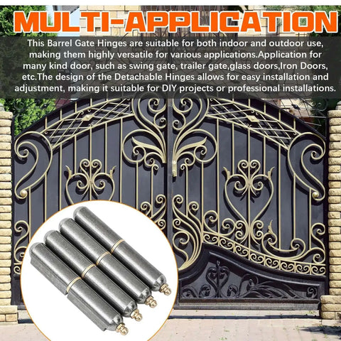 10 Piece 7 Inch Weld On Bullet Hinge Set For Heavy Duty Swing Doors Trailers And Ramps image with gate illustration