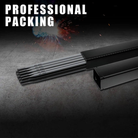 Premium E4303 J422 carbon steel welding rods shown in professional packaging for low spatter and easy slag removal by TRQWH.