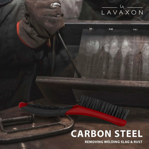 Wire Brush Set-Heavy Duty Stainless & Carbon Steel Bristles with Plastic Handle Grip in welding scene