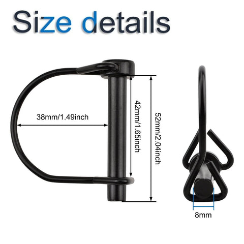 4 Pack Wire Lock Pins Five Sixteenth Inch Carbon Steel Shaft Locking Pins With Round Loop for Trailers, Size Details
