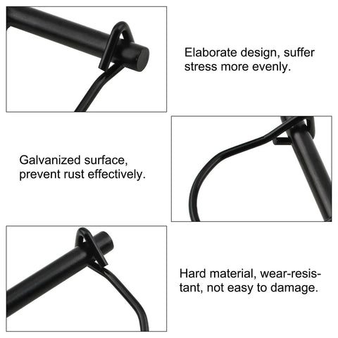 Close-up of 4 Pack Wire Lock Pins Five Sixteenth Inch Carbon Steel Shaft Locking Pins With Round Loop for quick release applications