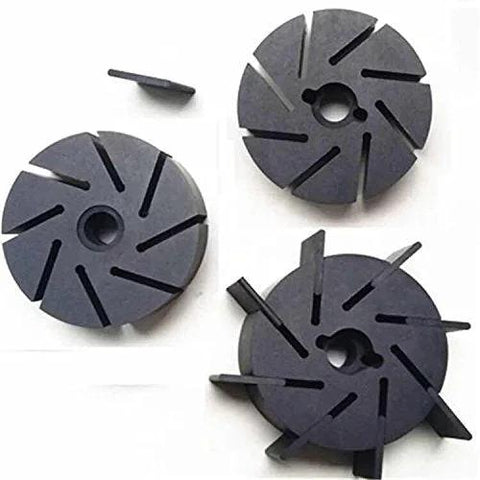 Carbon vanes for Rietschle vacuum pump DTA80/KTA80, pack of 6, circular black discs with central bore and radial slots.