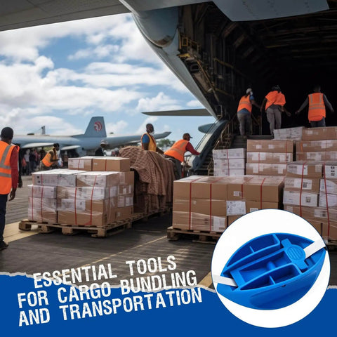 74 Inch Flexible Pallet Strap Feeder For Half To Three Quarter Inch Polyethylene Strapping With Stick Guide Through Pallets on airport tarmac