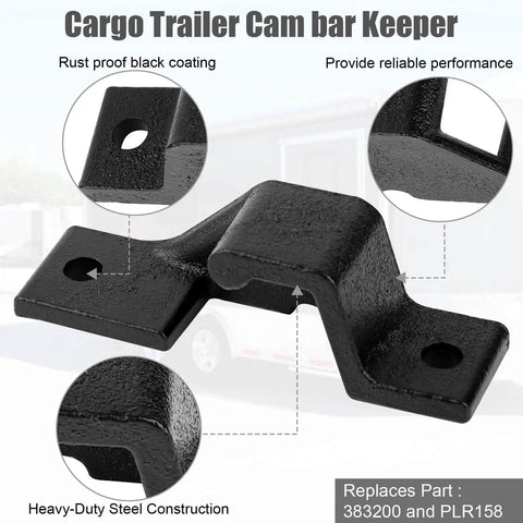 Cargo Trailer Cam Bar Keeper For Cam Bar Latch Kits Door Hardware Replacement Bottom And Top Lug Keepers, black steel construction