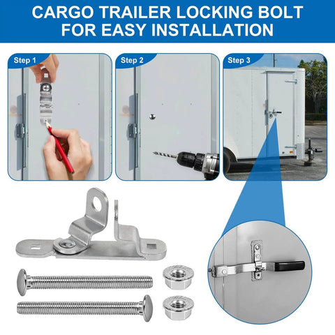Heavy Duty Cargo Trailer Door Hasps With Buckles For Secure Enclosed Trailer Latches Durable 14 Gauge Steel Construction Anti Theft Security Includes 304 Stainless Steel Bolts And Anti Loosening Nuts installation guide