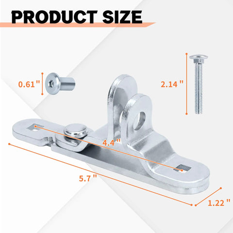 Durable cargo trailer door hasp latch kit with screws and nuts provides secure cam bar locking, showing size dimensions.