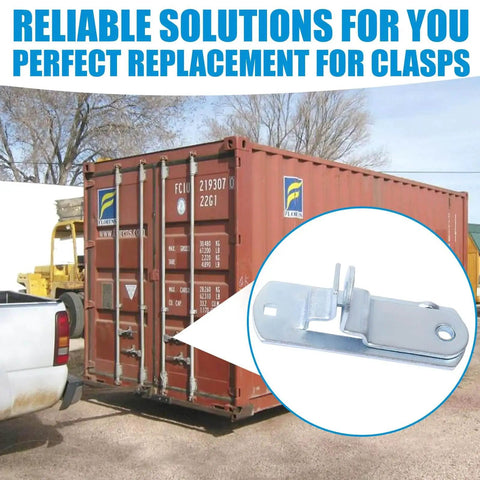 Cam Action Hasp Lock Assembly For Trailer Doors And Enclosed Car Hauler Latches With Keeper shown with cargo container
