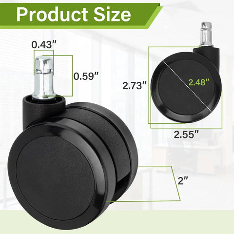 2.5 Inch Carpet Casters For Office Chairs Compatible With Aeron Embody Mirra SAYL And Setu Chairs Black Set Of 5 Smooth Quiet Rolling Durable Swivel Wheel Replacement