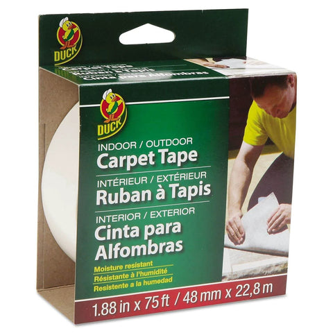 Package of Heavy Duty Indoor Outdoor Carpet Tape Double Sided Roll 1.88 Inch Wide By 75 Feet Long Fiberglass Reinforced