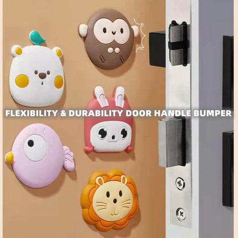 Cartoon Animal Self Adhesive Door Stopper Wall Protectors Pack Of 6, Silicone Door Knob Bumpers Silencers For Walls And Furniture