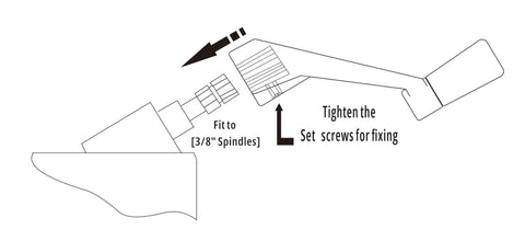 Diagram showing installation of Casement Window Crank Handle Replacement White Three Eighths Inch Spline Socket 360 Degree Operation Zinc Alloy.