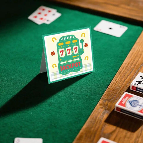 Casino Slot Machine Cutting Dies for Card Making and Scrapbooking, Carbon Steel Die Cuts with Classic 777 Jackpot Theme on green felt