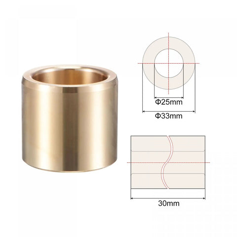 Cast Brass Self Lubricating Sleeve Bearing Bushing With 25mm Bore And 33mm Outer Diameter And 30mm Length, diagram shown