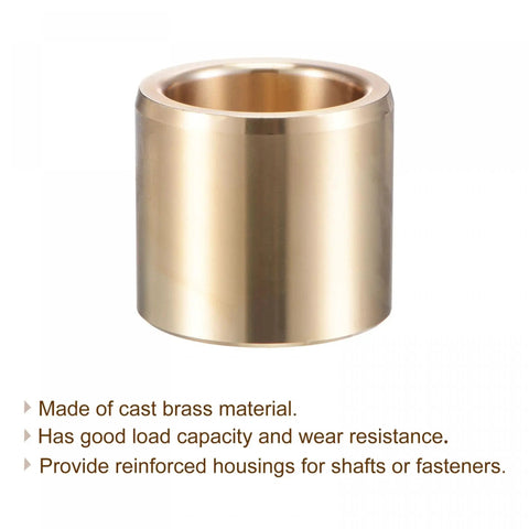 Cast Brass Self Lubricating Sleeve Bearing Bushing With 25mm Bore And 33mm Outer Diameter And 30mm Length, front view.