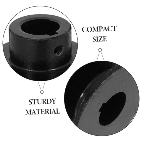 Close-up view of Replacement Pulley Wheel for Belt Pulleys Gas Engine Double Groove V-Belt Sheave Smooth Operation, showing material and size.