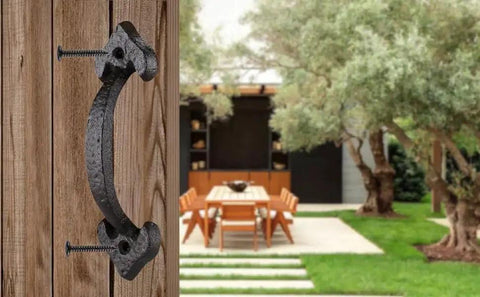 7 Inch Heavy Duty Cast Iron Barn Door Handle Medieval Rustic Gate Pull For Sheds Fences And Cabinets Vintage Black Finish