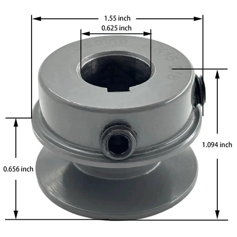 Cast Iron Belt Pulley AK1558 For V Belt Section A 3L 4L Five Eighths Inch Bore One Point Five Five Inch Outside Diameter One Groove