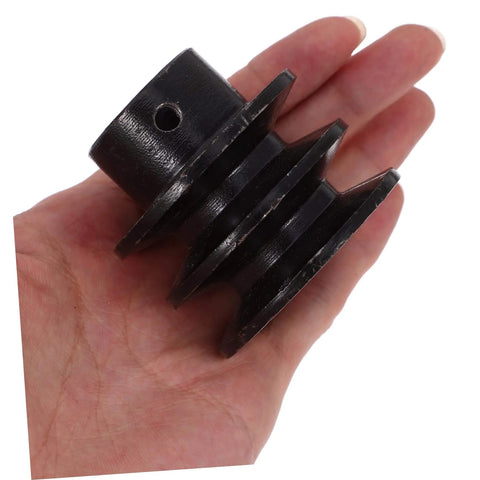 Hand holding Groove Sheave Double Pulley for V-belt Water Pump Heavy Duty Cast Easy Installation for Automotive and Industrial Applications