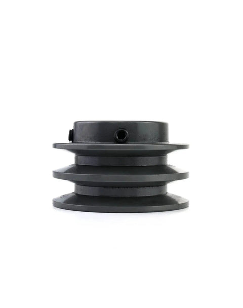 Durable Cast Iron Double Groove V Belt Pulley 3.05 Inch OD With Five Eighth Inch Fixed Bore, side view