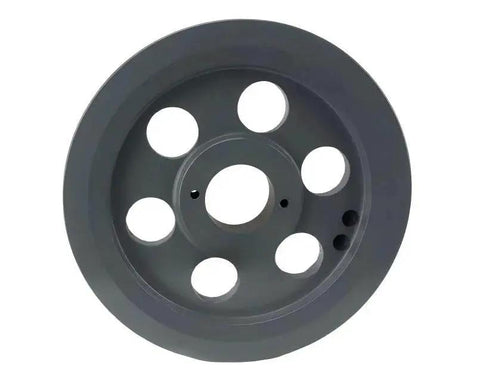 Efficient 7.75 inch dual groove cast iron pulley with a 1-1/8 inch bushing delivers reliable belt drive for B section 5L belts