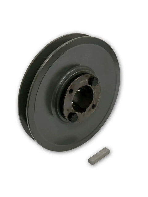 Cast Iron Electric Motor Pulley Sheave 7.25 Inch One Groove For B BX And 5L Belts, side view, durable metal construction