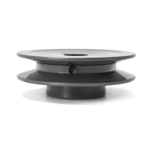 Single Groove V Belt Pulley With Three Inch Outer Diameter And Five Eighth Inch Bore, cast iron, side view for small machinery.