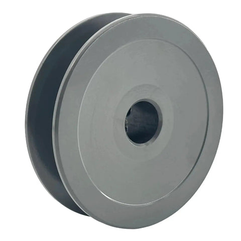 Side view of Two And A Half Inch Outer Diameter One Groove V Belt Pulley For A 3L And 4L Belts Cast Iron Sheave With One Half Inch Bore AK2512 Pulley Static Balanced And Rust Resistant Finish Beefy Built To Last