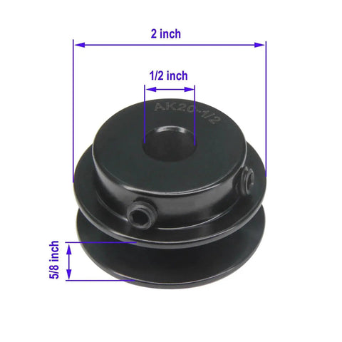 Single Groove Web Sheave Cast Iron Belt Pulley For V-Belt Drives 2.0 Inch Outer Diameter With 1/2 Inch Bore AK20 1/2 Inch Bored Pulley