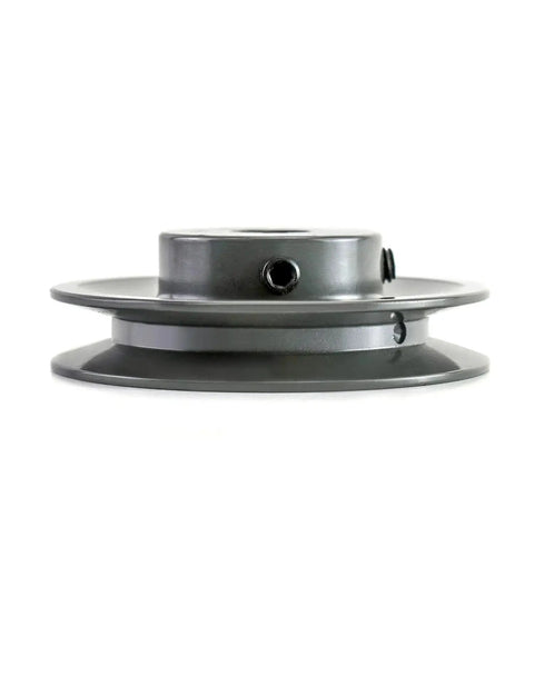 Heavy Duty Cast Iron V Belt Pulley By QWORK AK3558, 3.55 inch OD, 5/8 inch bore, single groove web sheave, side view