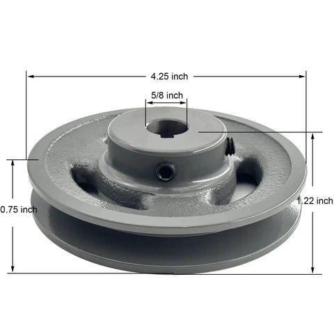 4.25 Inch V Belt Pulley For 5/8 Inch Bore Shaft One Groove Cast Iron V-Belt Sheave For A AX 3L 4L Belts, AK4458 Pulley By Saelno