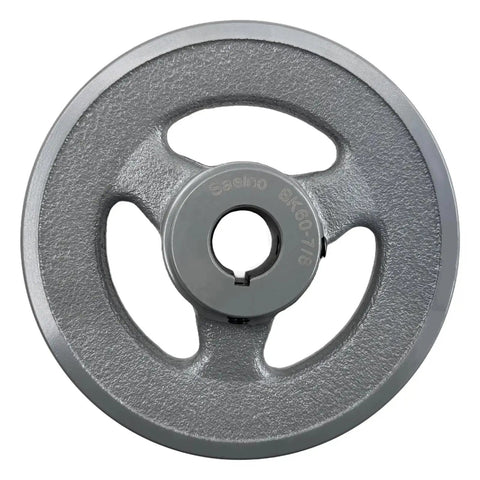 Front view of Heavy Duty Cast Iron V Belt Pulley With Seven Eighth Inch Bore And Five Point Seven Five Inch Outer Diameter One Groove BK6078