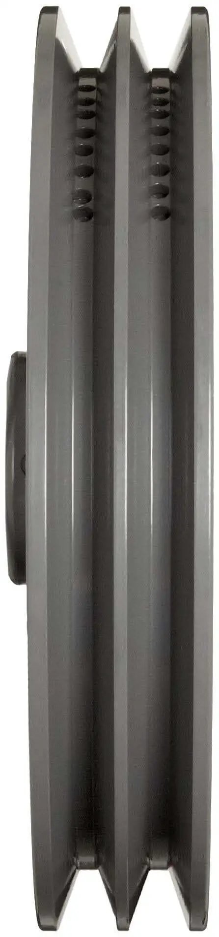 Side view of Bored-To-Size V Belt Sheave For Classical A Belt Drive System With Two Grooves And One Inch Bore Cast Iron Construction