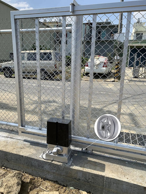 V Groove Cast Iron Wheel 4 By 1.5 Inches With 600 Pound Load Capacity Built For Slide Gates And Rolling Doors On V Track installed on gate.