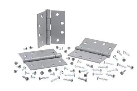 4.5 Inch By 4.5 Inch Ball Bearing Hinge Set Of 3 For Mortise Doors with included wood and machine screws, cast steel
