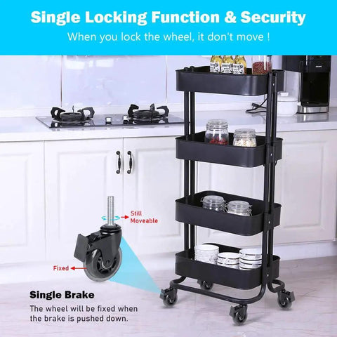 Three Inch Industrial Swivel Locking Caster Set Of Four With Three Eighths Inch Sixteen UNC Threaded Stem One And A Half Inch Long For Carts Dollies Workbenches And Trolleys Includes Furniture Screw Inserts And Brakes on kitchen cart