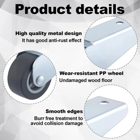 Gate Caster Wheel Replacement 1.6 Inch Rubber Rolling Swivel Casters Non Slip Pulley Directional Wheel with metal housing