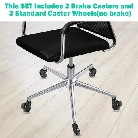Three Inch Swivel Caster Set With Five Sixteenth Inch Threaded Stem Eighteen UNC Heavy Duty Casters for chair on hardwood