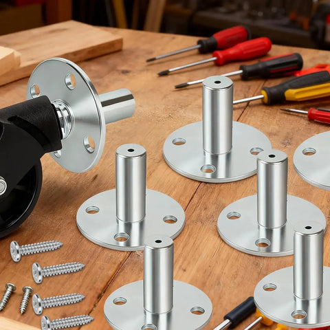 8 Pcs Broad Brimmed Caster Socket Kit With 32 Stainless Steel Screws For Seven Sixteenths Inch Caster Stems Durable Inserts