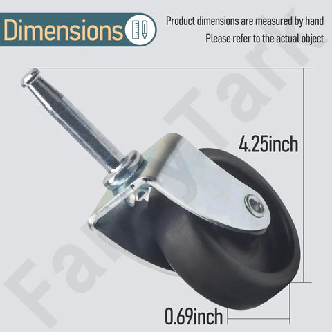 4 Pack Replacement Wet Dry Vacuum Caster Wheels Set Compatible With Ridgid Craftsman And Dewalt Vacuums side view dimensions