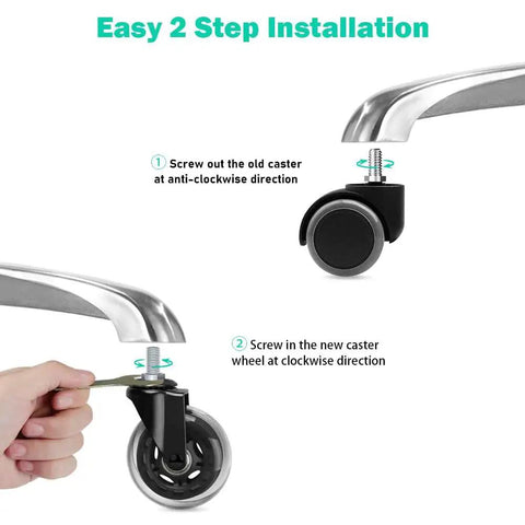 4 Pack Swivel Caster Wheels 3 Inch Heavy Duty With M10 Threaded Stem And Hex Lock Nuts installation steps with hand illustration