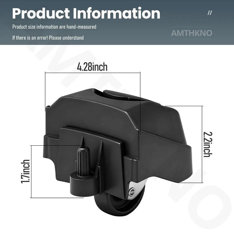 Foot Caster And Caster Wheel Set For Plate Caster Replacement for 6 To 16 Gallon Wet Dry Vacuums dimensions shown