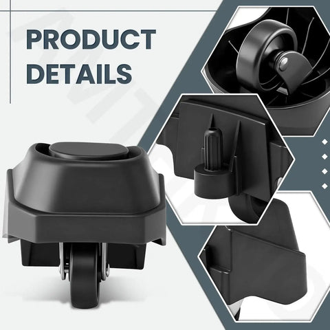 Foot Caster And Caster Wheel Set For Plate Caster Replacement Compatible With 6 To 16 Gallon Wet Dry Vacuums close-up product detail