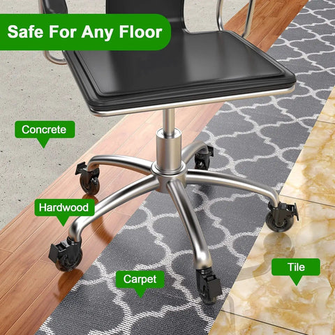 Chair with Five Pack 3 Inch Caster Wheels With Safety Dual Locking Brakes on hardwood, carpet, concrete, tile floor