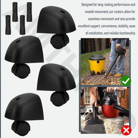 Heavy Duty Caster Wheels With Caster Foot Kit For Shop Vac A And B Cleaners Replacement Parts 8568000 8568009 8568010 8568011