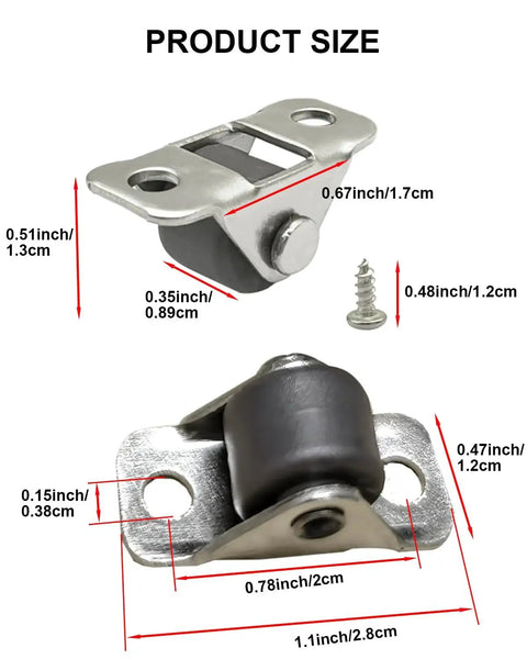 Mini Caster Wheels Set Of 24 Low Profile Half Inch Non Swivel Wheels With Rubber Rolling Treads And Steel Top Plate dimensions