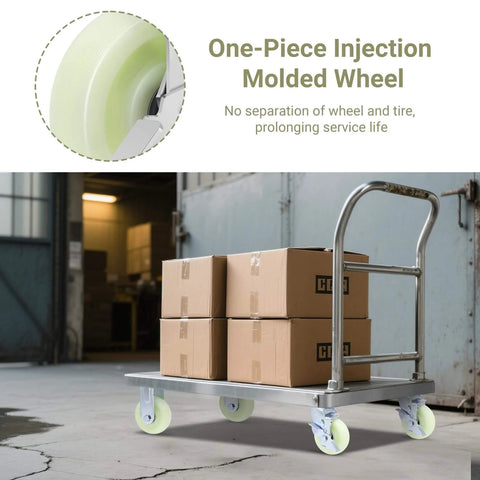 Heavy Duty Caster Wheels 5 Inch - 3500 LBS, PP Plate Castor Set on cart with boxes in warehouse