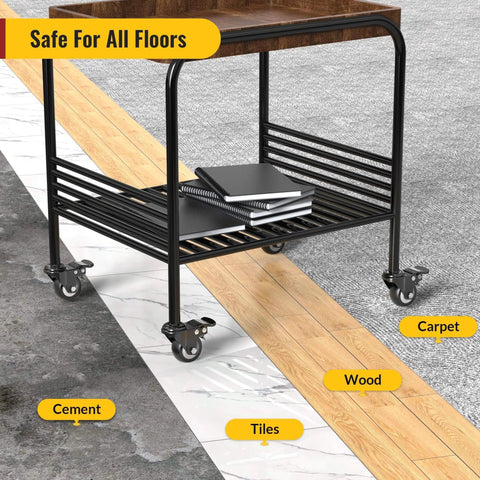 Cart with 2 Inch Stem Caster Wheels Total Locking Heavy Duty Swivel Castors on different floor types like carpet, wood, tiles, cement.