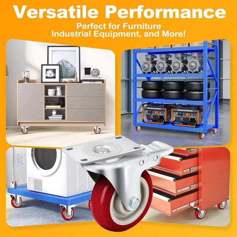 2 Inch Heavy Duty Caster Wheels Set of 4 Swivel Castor Wheels with Dual Locking Brakes used on furniture and workbenches